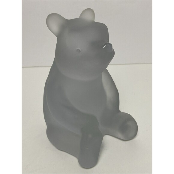 Disney Classic Winnie The Pooh 5” Frosted Crystal Glass Figurine by Charpente - Picture 1 of 11